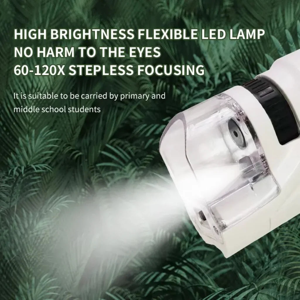 Mini Pocket Microscope Kit 60 To120X With Led Light