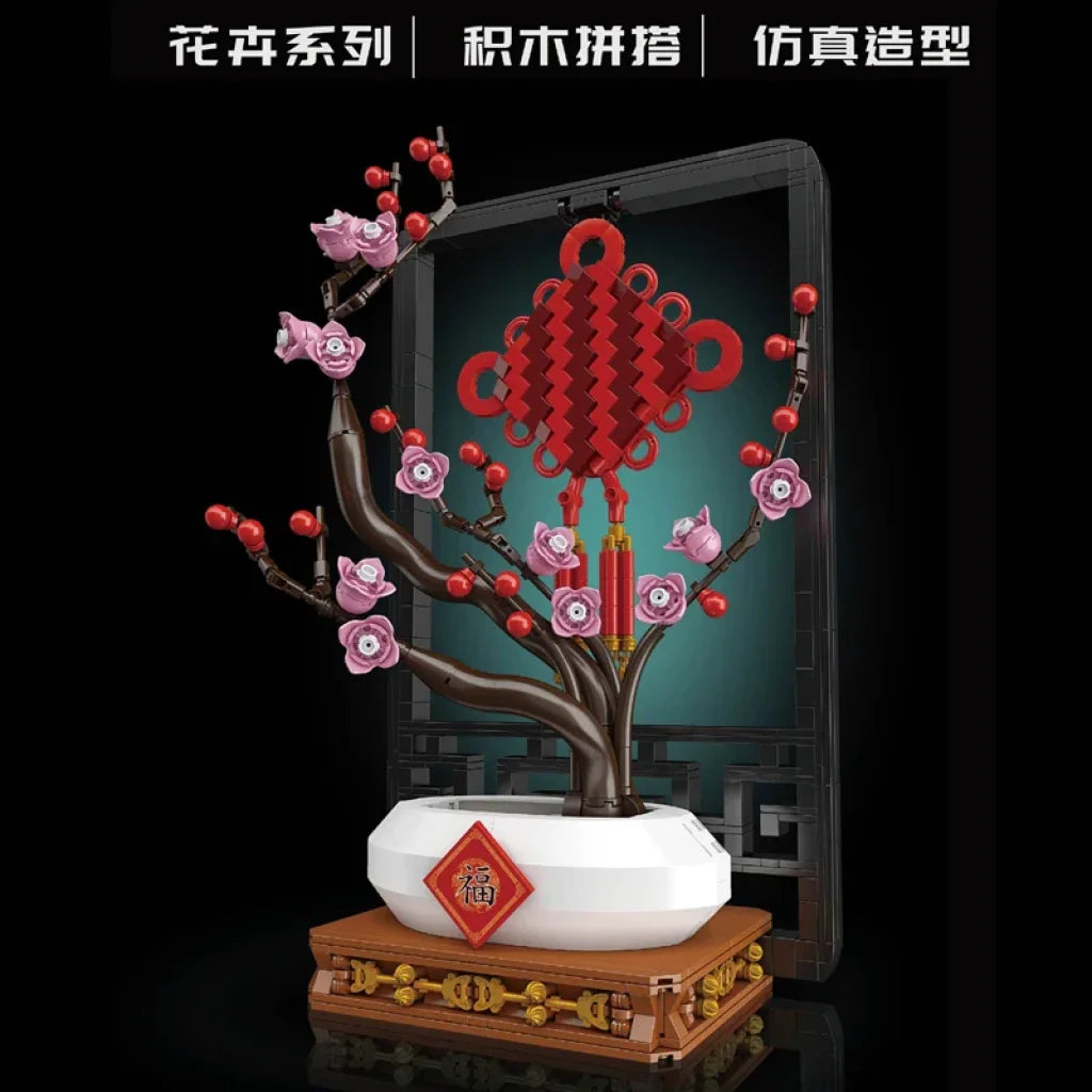Mould King 10014 Flower Bouquet Building Block The Plum Blossom With Vase Mould King