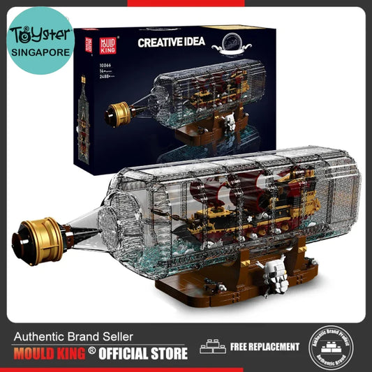 Mould King 10066 Pirate Ship Building Block The Queen Anne’s Revenge In A Bottle Mould King