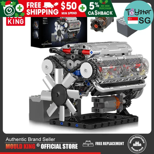 Mould King 10088 Motorized V8 Engine Model Mould King