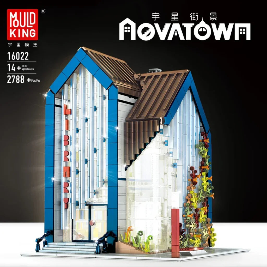 Mould King 16022 Streetview Building Block The Moc Modern Library With Led Parts Mould King
