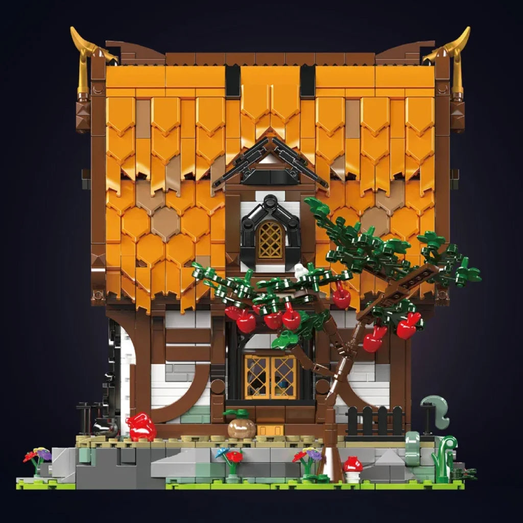 Mould King 16054 Streetview Building Block The Medieval Wooden House Model With Led Part Mould King