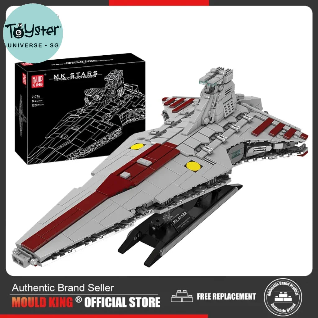 Mould King 21074 Star Plan Building Block The Moc Republic Attack Cruiser Model Assembly Fighter