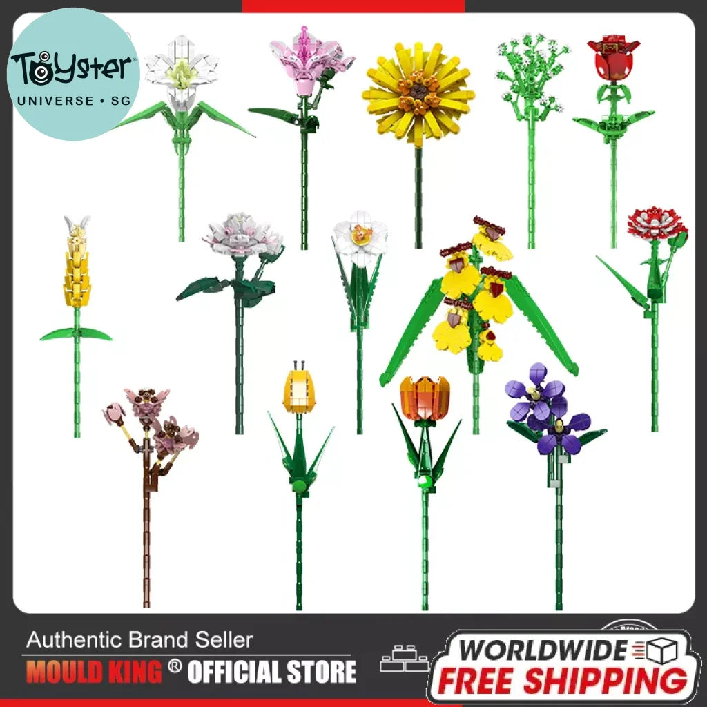 Mould King 24001 Flower Bouquet Building Blocks Rose Orchid