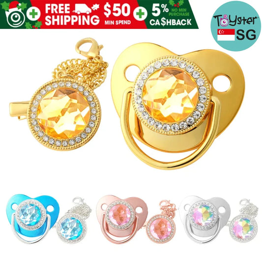 Newborn Pacifier Clip Chain Lid Luxury Bling Bpa Free