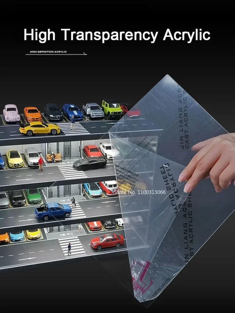 Parking Lot Transparent Dustproof Built-In Light 1:64