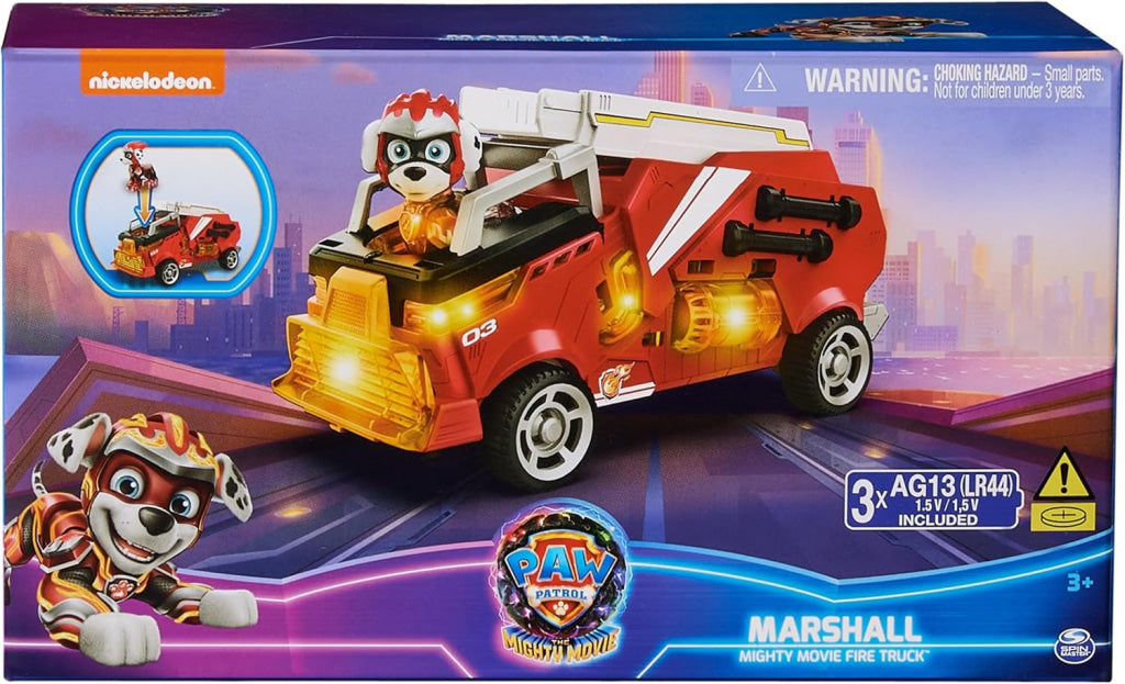 Paw Patrol Firetruck Toy With Marshall Mighty Pups Action Figure Lights And Sounds