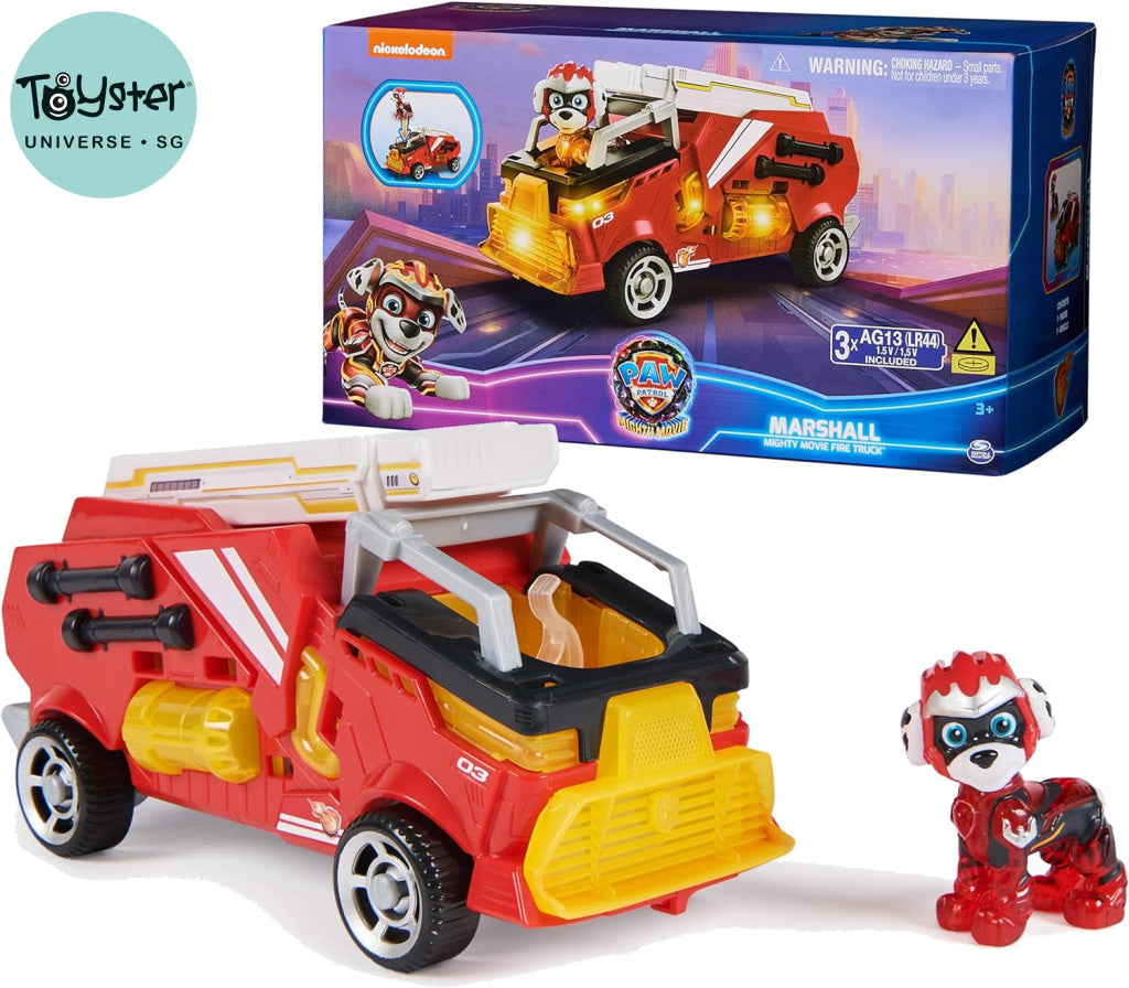 Paw Patrol Firetruck Toy With Marshall Mighty Pups Action Figure Lights And Sounds