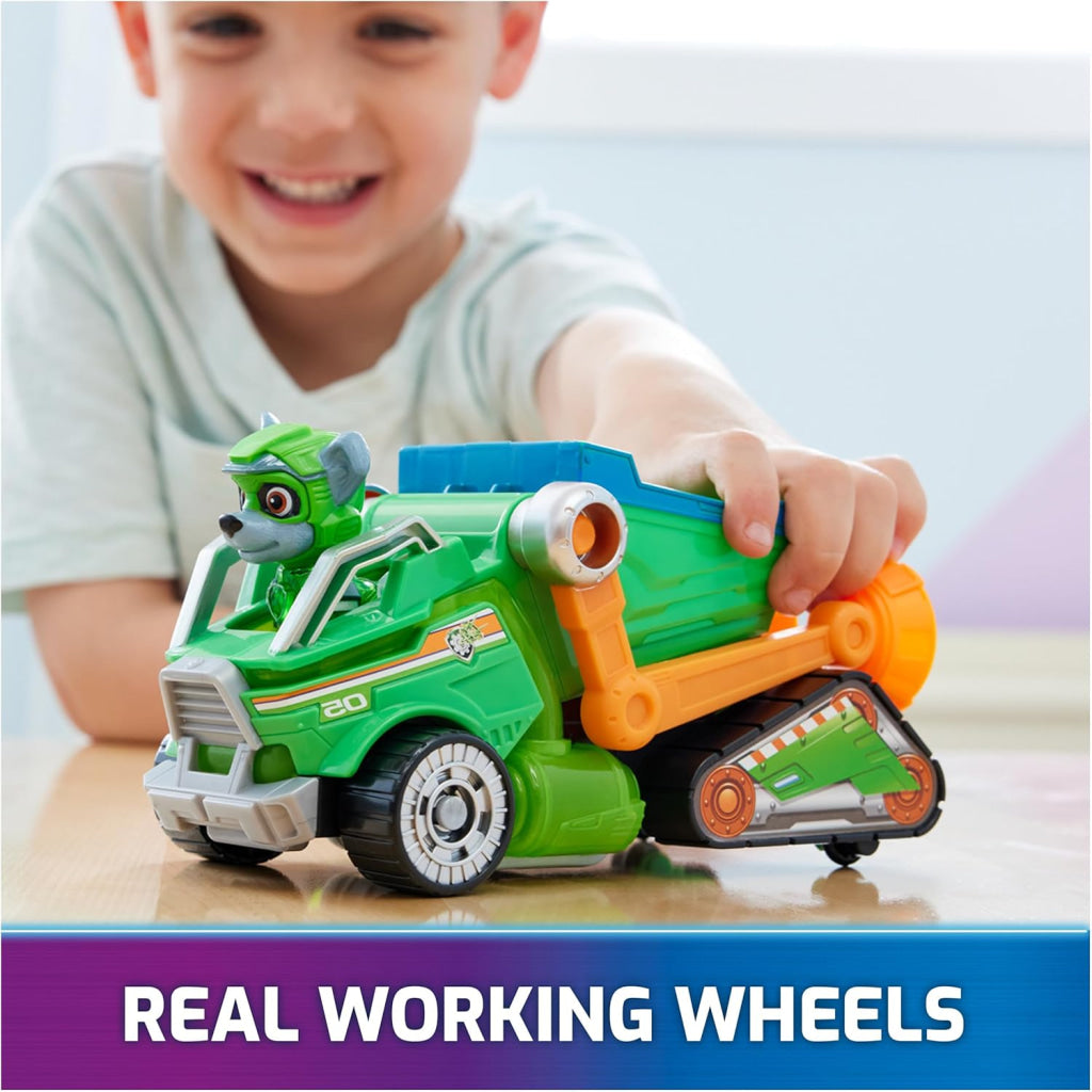 Paw Patrol Toy Garbage Truck Recycler With Rocky Mighty Pups Action Figure Lights And Sounds