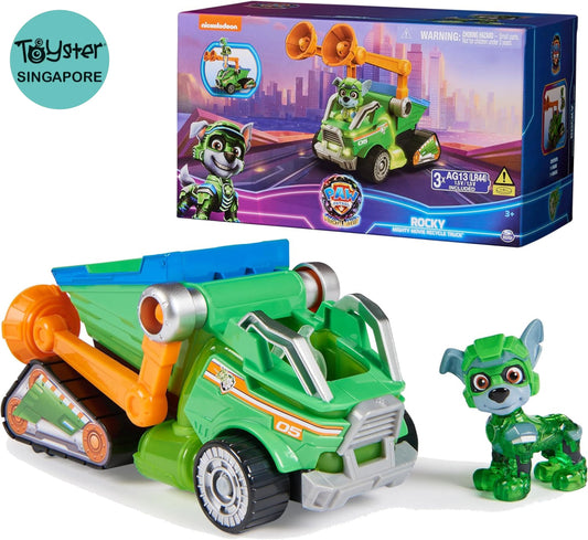 Paw Patrol Toy Garbage Truck Recycler With Rocky Mighty Pups Action Figure Lights And Sounds