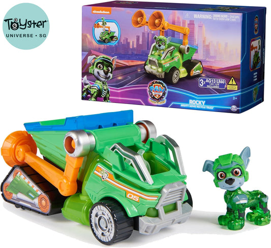 Paw Patrol Toy Garbage Truck Recycler With Rocky Mighty Pups Action Figure Lights And Sounds