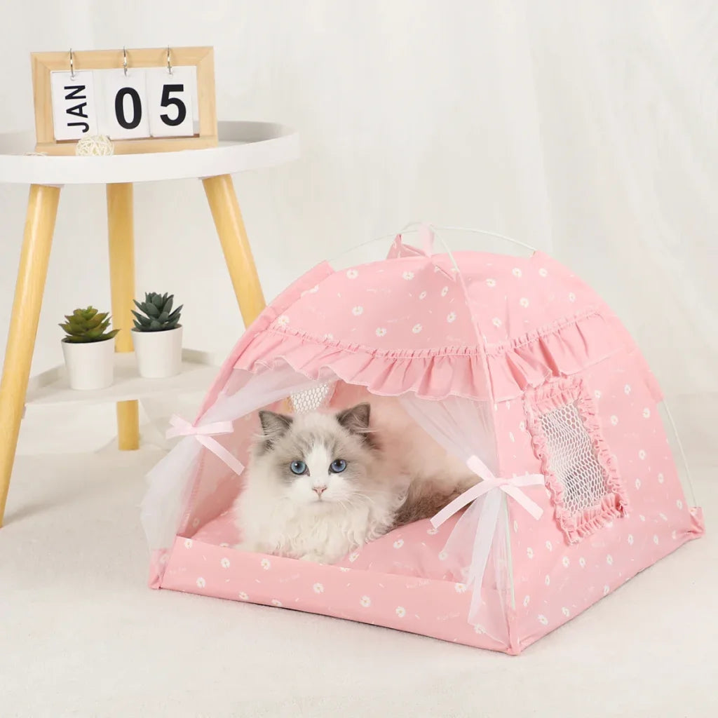 Pet Tent Bed Warm Cushions - Pink / L 50x50cm / CHINA