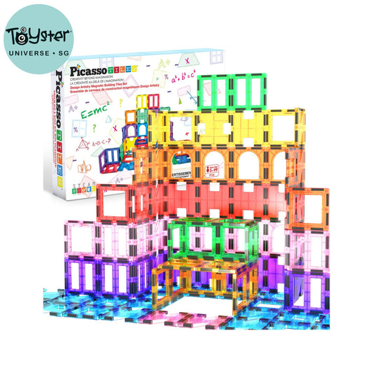 PicassoTiles Magnetic Tile Building Set with Unique Shapes - 42 Pieces - PICASSOTILES