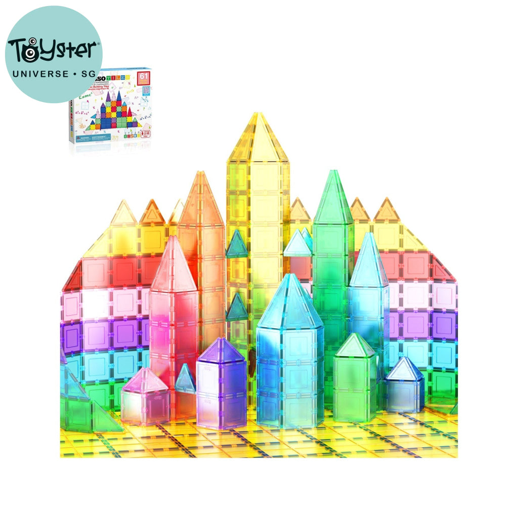 PicassoTiles Magnetic Tile Classic Building Set 61 Pieces - PICASSOTILES