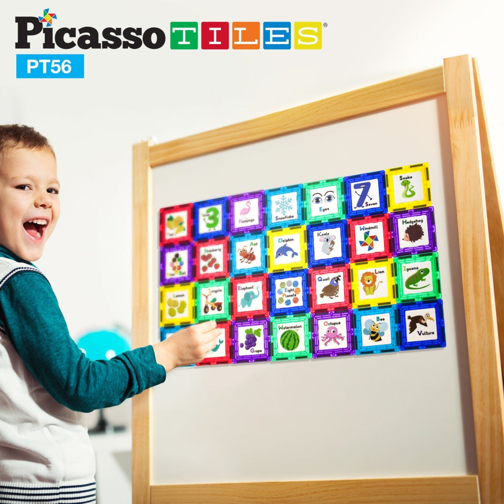 PicassoTiles Magnetic Tiles Card Insert Set 56 Pieces - PICASSOTILES