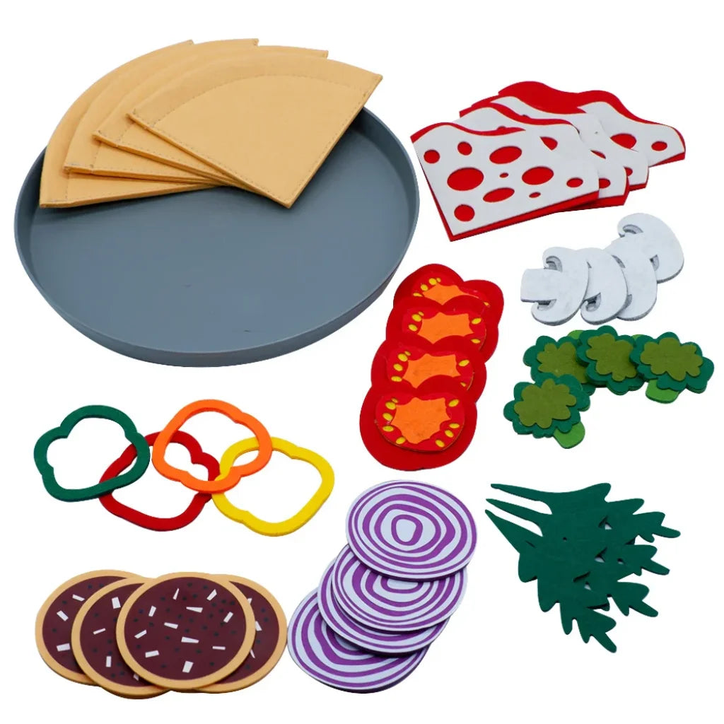 Play Kitchen Felt Pizza Toys With Plate