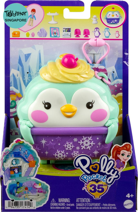 Polly Pocket Travel Toy With Fidget Exterior Snow Sweet Penguin Compact 12 Accessories