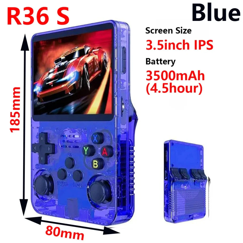 R36S Handheld Game Console 20000+ Games - R36S Blue / 128GB