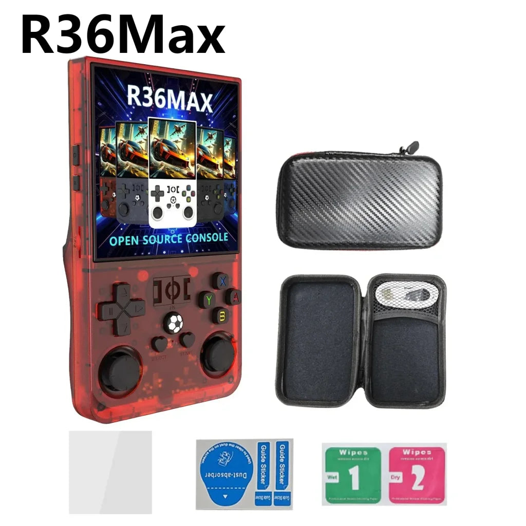 R36S Handheld Game Console 20000+ Games - R36Max Red / 128GB