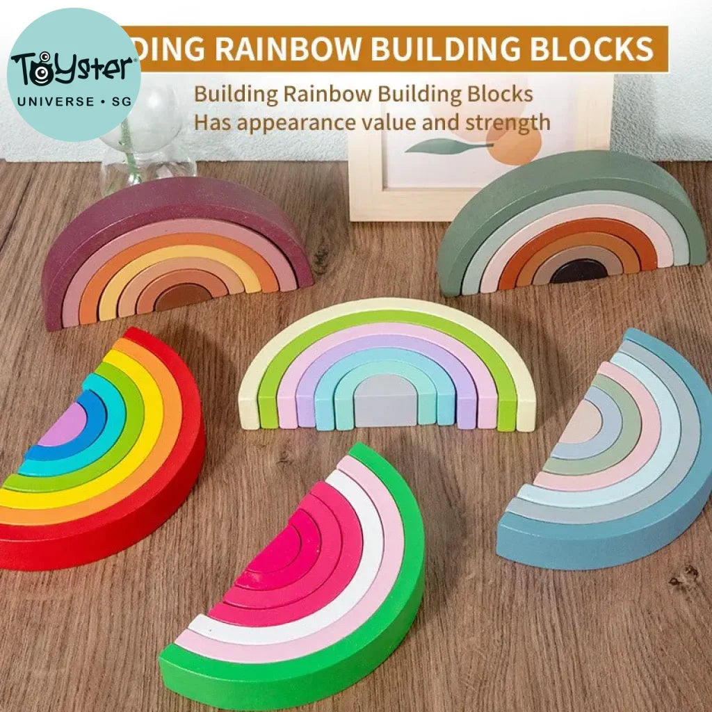 Rainbow Wooden Stacking Building Blocks