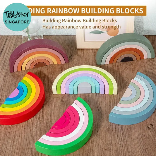 Rainbow Wooden Stacking Building Blocks