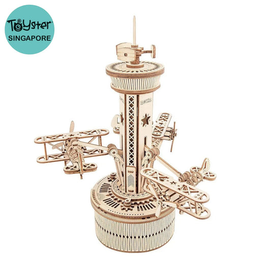 Robotime Rokr Airplane Control Tower Mechanical Music Box Amk41 Dropship