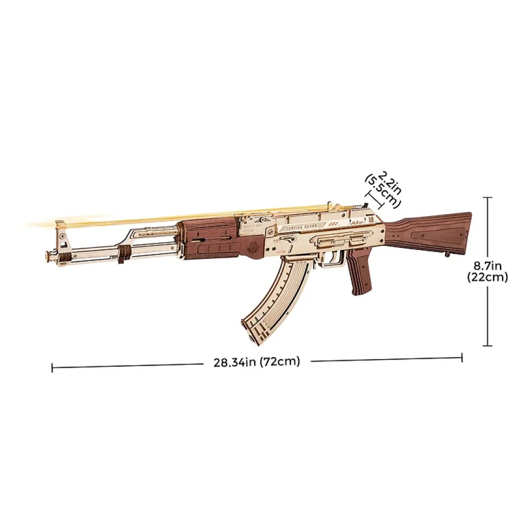 Robotime Rokr Ak-47 Assault Rifle Toy Blaster 3D Wooden Puzzle Lq901 Dropship
