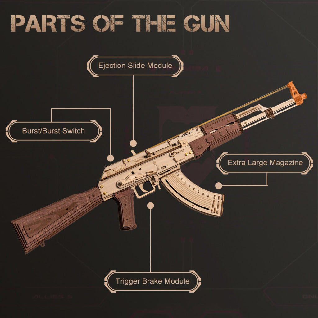 ROKR AK-47 Assault Rifle Toy Gun 3D Wooden Puzzle LQ901 Green