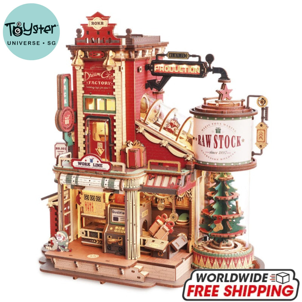 Robotime ROKR Christmas Dream Gift Factory Wooden Music Box EAB01 Dropship