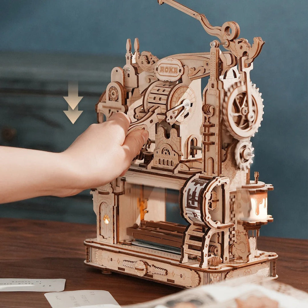 Robotime Rokr Classic Printing Press 3D Wooden Puzzle Lk602 Dropship