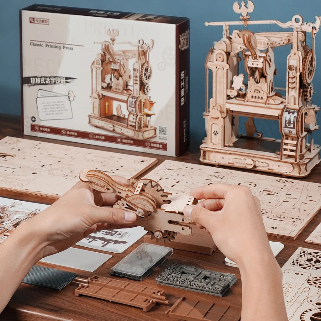 Robotime Rokr Classic Printing Press 3D Wooden Puzzle Lk602 Dropship