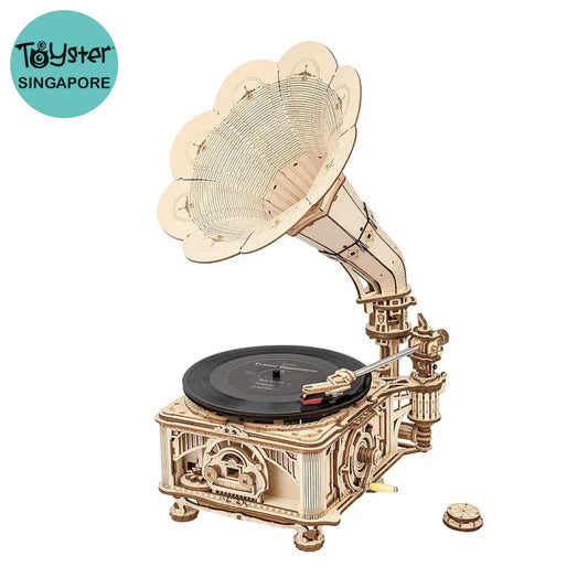 Robotime Rokr Diy Crank Classic Gramophone Lkb01 (Hand Rotating) Dropship