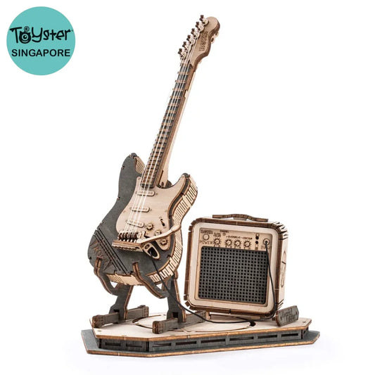 Robotime Rokr Electric Guitar Model 3D Wooden Puzzle Tg605K Dropship