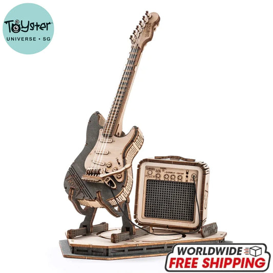 Robotime Rokr Electric Guitar Model 3D Wooden Puzzle Tg605K Dropship