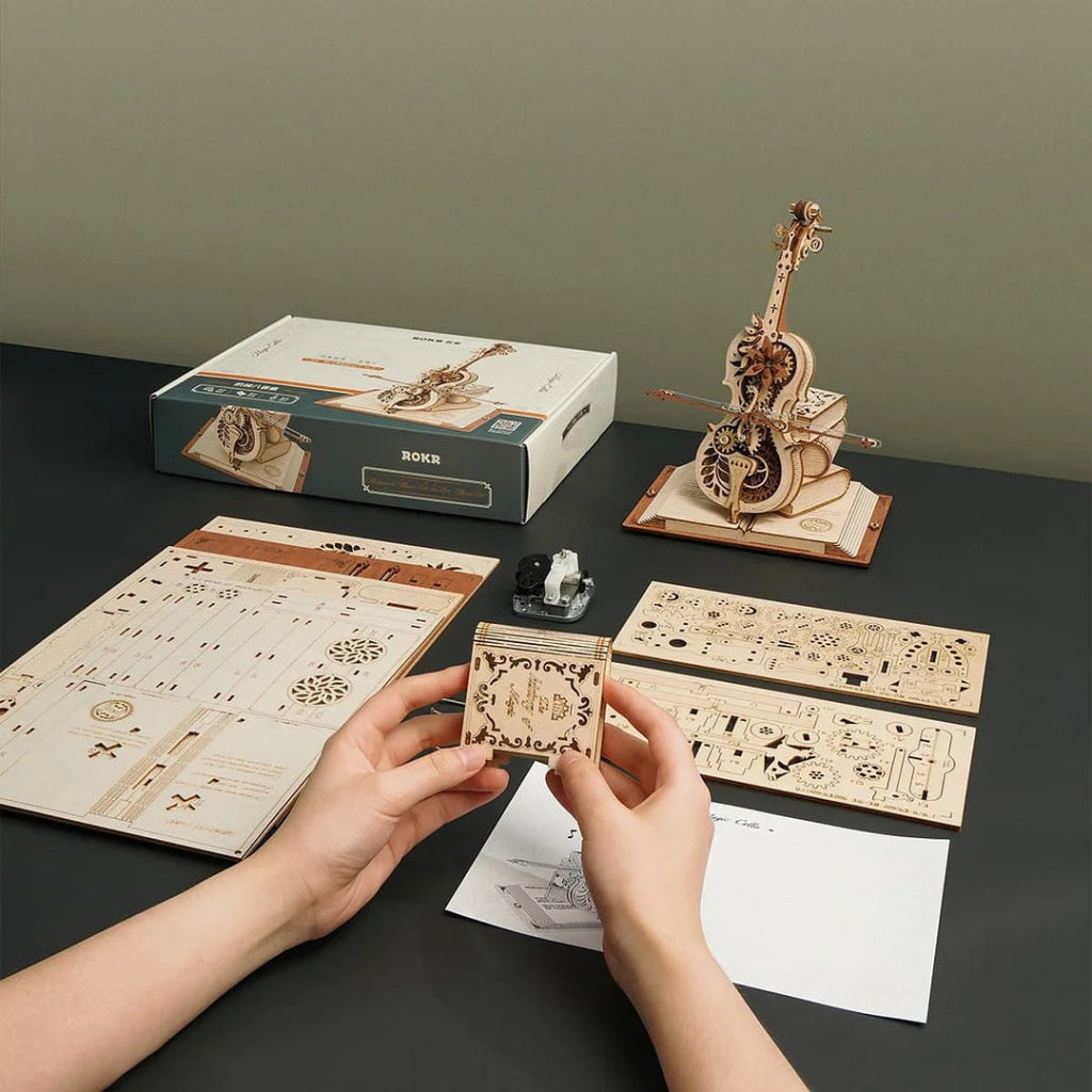 Robotime ROKR Magic Cello Mechanical Music Box 3D Wooden Puzzle