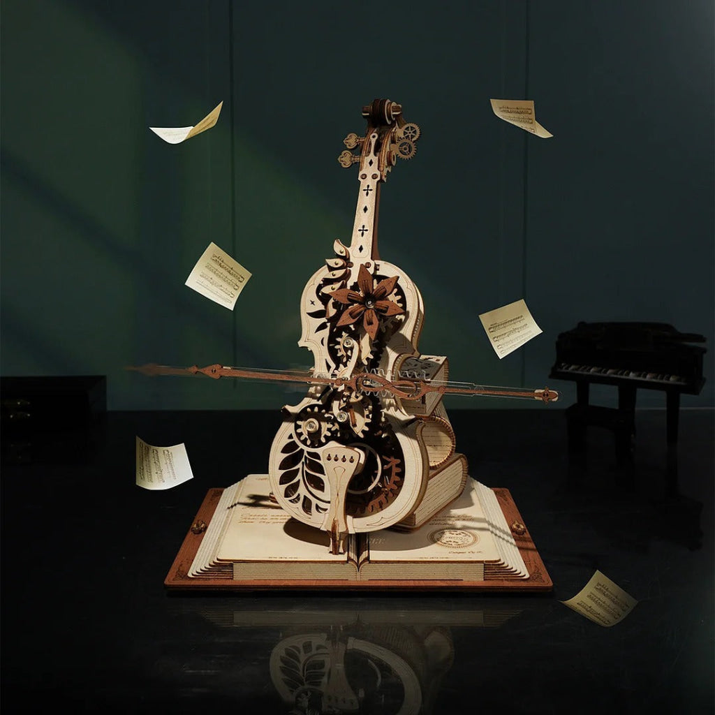 Robotime Rokr Magic Cello Mechanical Music Box 3D Wooden Puzzle Amk63 Dropship