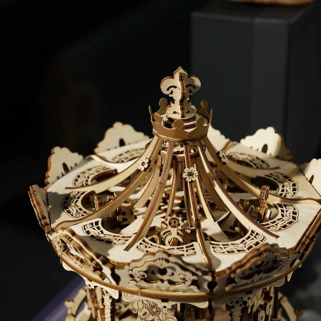 Robotime Rokr Romantic Carousel Mechanical Music Box 3D Wooden Puzzle Amk62 Dropship