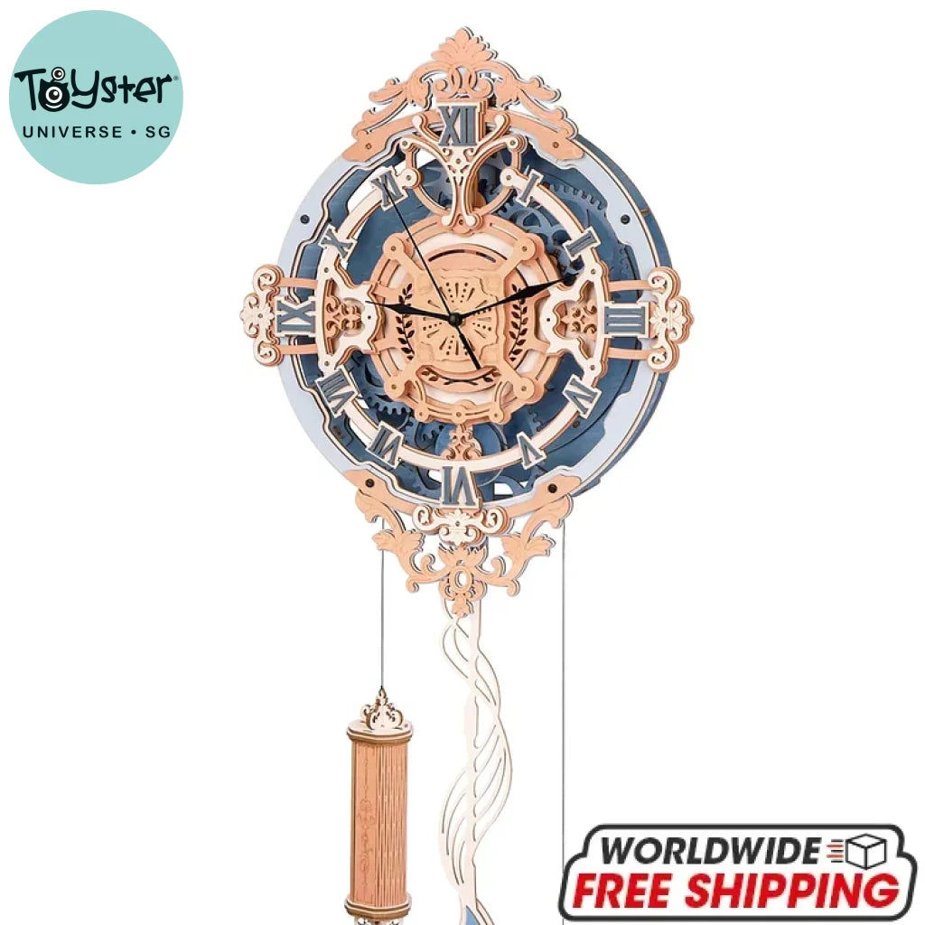 Robotime Rokr Romantic Note Wall Clock Mechanical Gear 3D Wooden Puzzle Lc701 Dropship