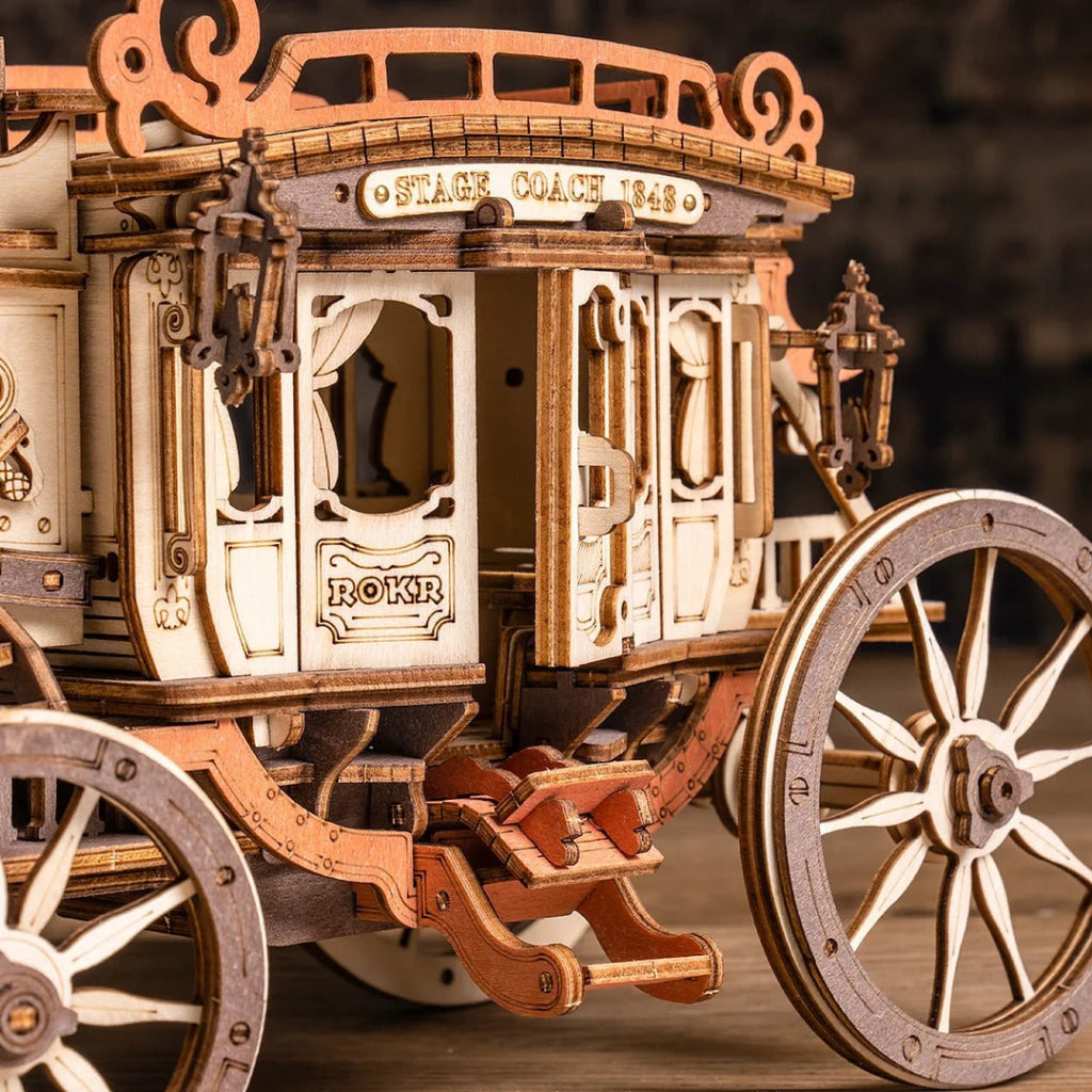 Robotime Rokr Stagecoach Mechanical Music Box 3D Wooden Puzzle Amka1 Dropship