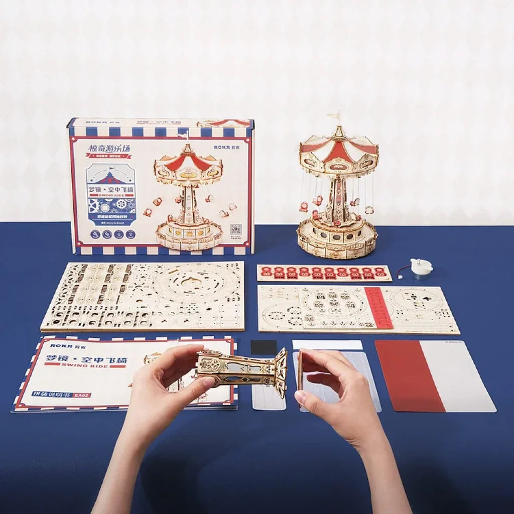 Robotime Rokr Swing Ride Diy Music Box 3D Wooden Puzzle Ea02 Dropship