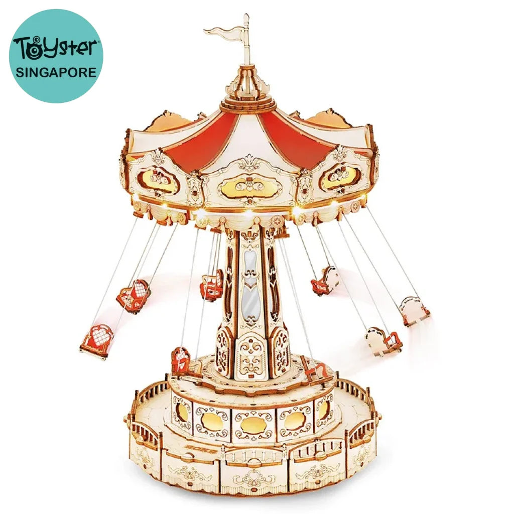 Robotime Rokr Swing Ride Diy Music Box 3D Wooden Puzzle Ea02 Dropship