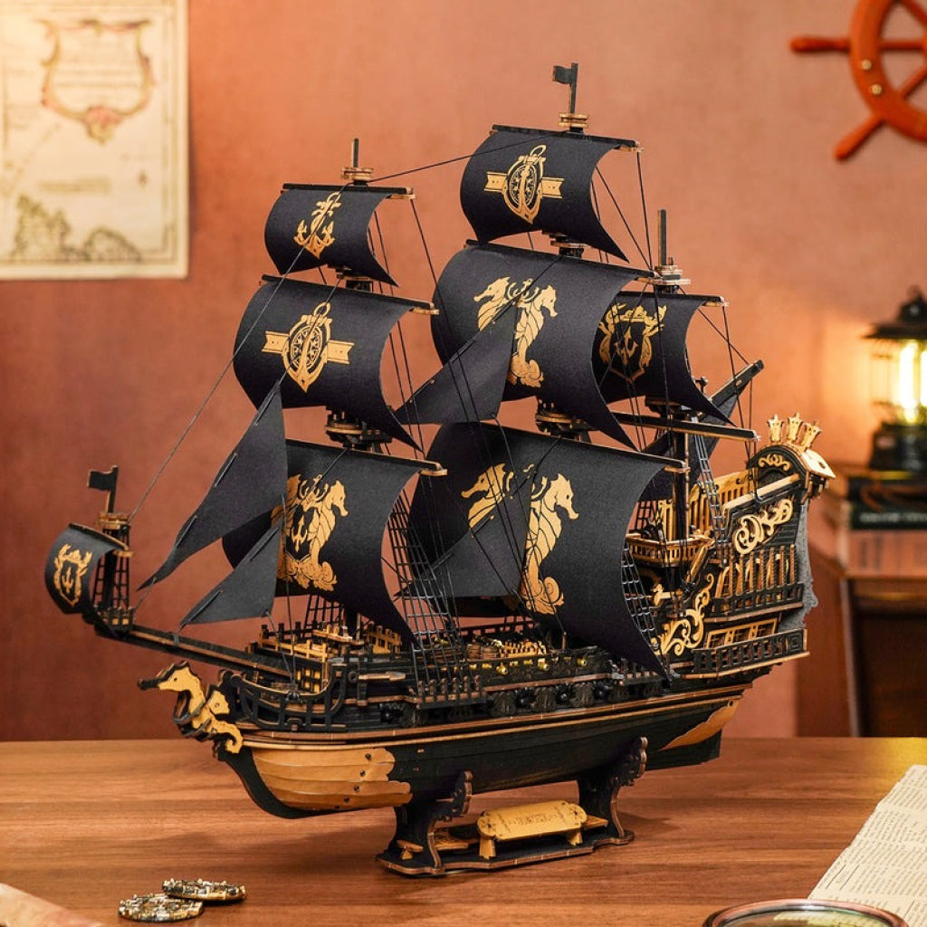 Robotime ROKR The Seahorse Barque 3D Wooden Puzzle MCB02 Dropship