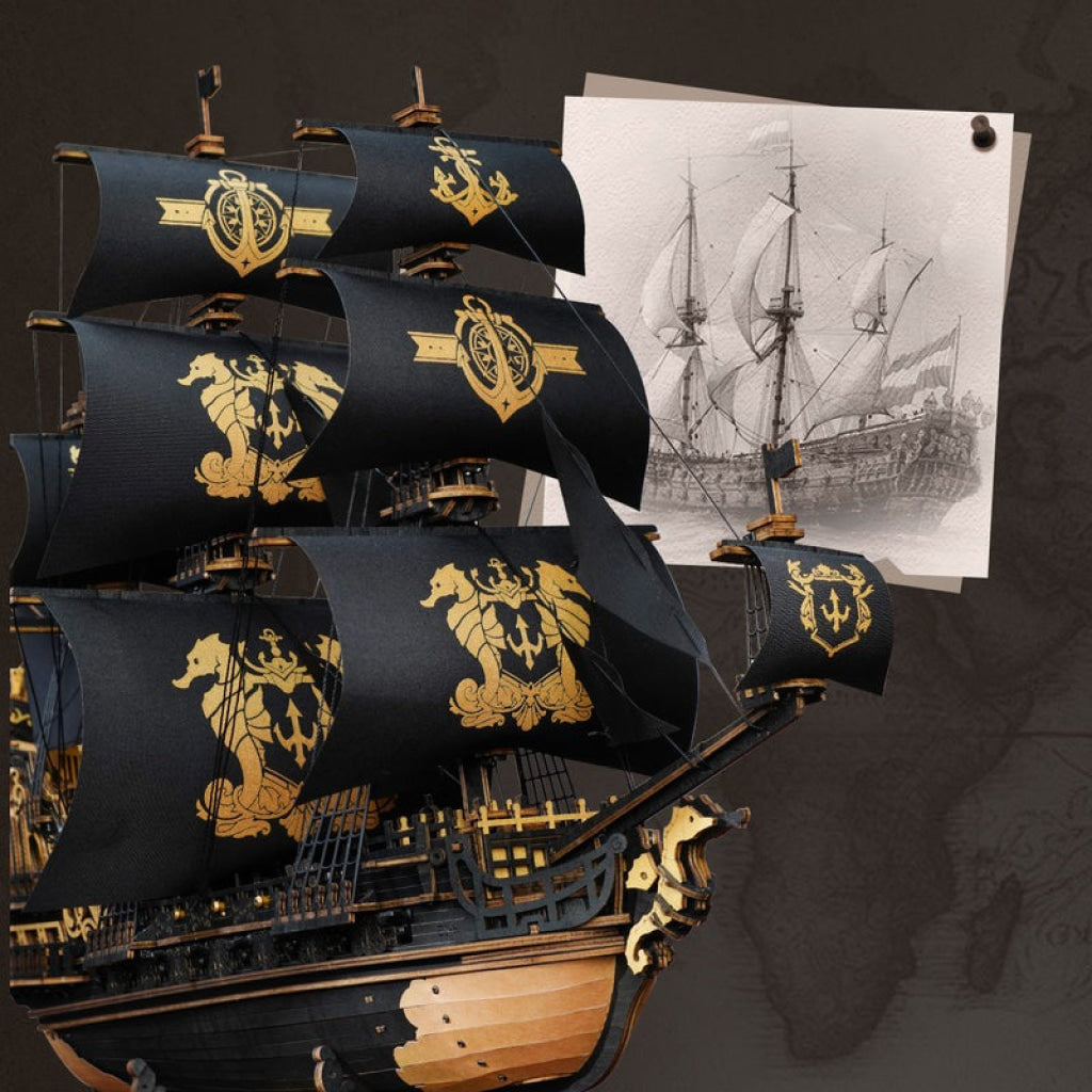 Robotime ROKR The Seahorse Barque 3D Wooden Puzzle MCB02 Dropship