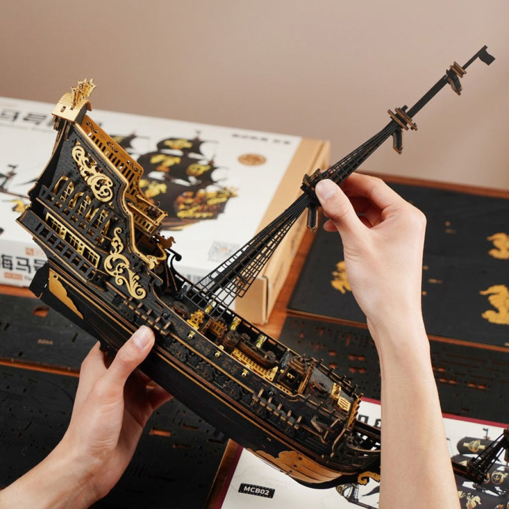 Robotime ROKR The Seahorse Barque 3D Wooden Puzzle MCB02 Dropship
