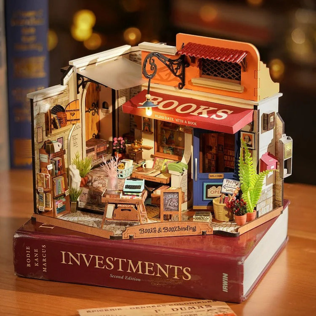 Robotime Rolife Corner Bookstore Diy Miniature House Kit Dg164 Dropship