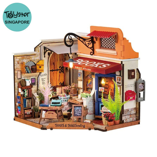 Robotime Rolife Corner Bookstore Diy Miniature House Kit Dg164 Dropship