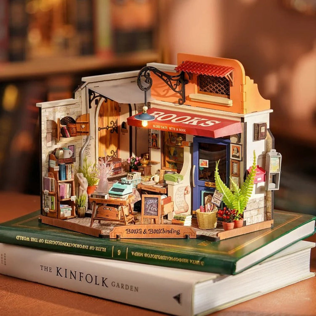 Robotime Rolife Corner Bookstore Diy Miniature House Kit Dg164 Dropship
