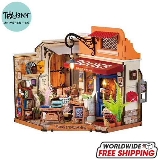 Robotime Rolife Corner Bookstore Diy Miniature House Kit Dg164 Dropship