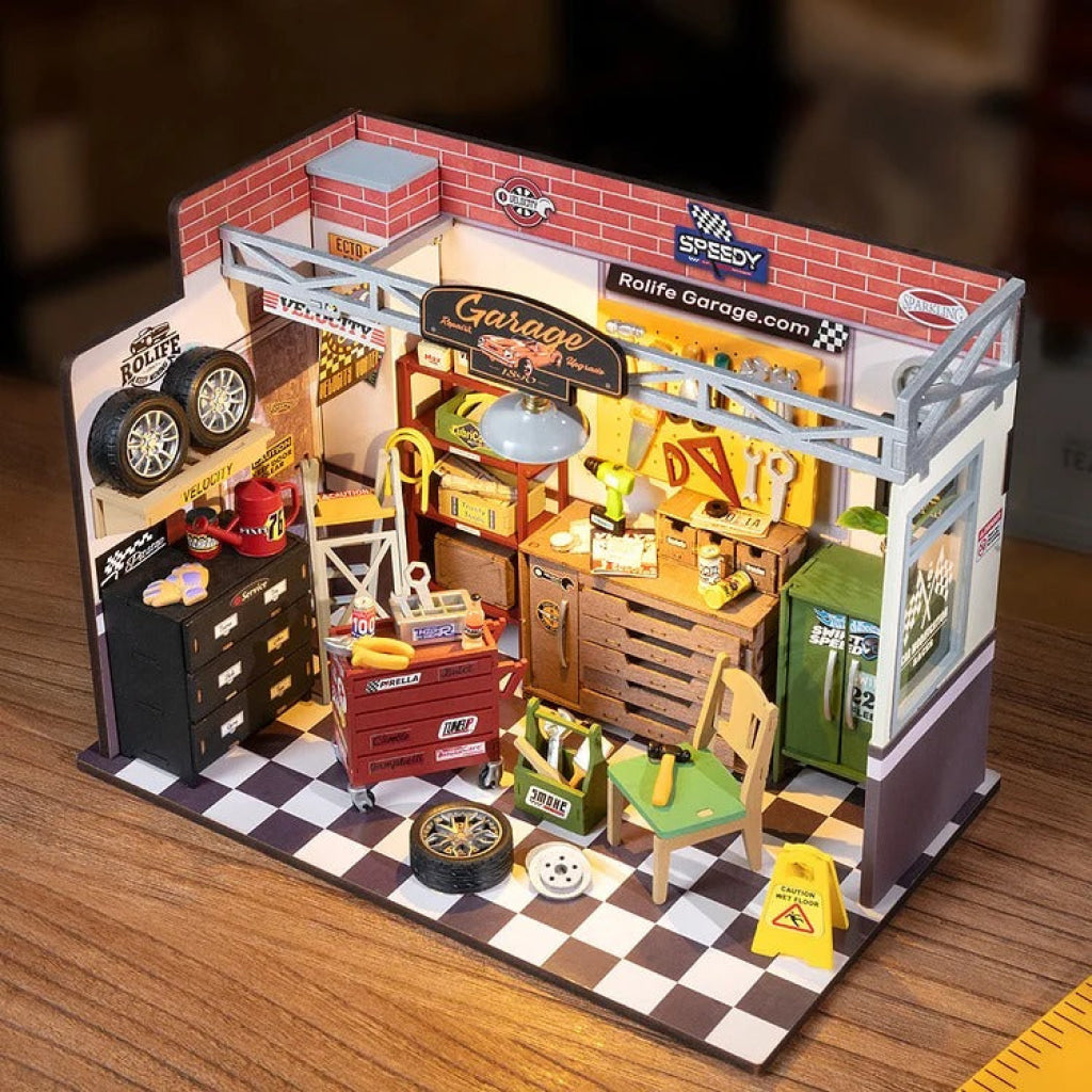 Robotime Rolife Garage Workshop Diy Miniature House Kit Dg165 Dropship