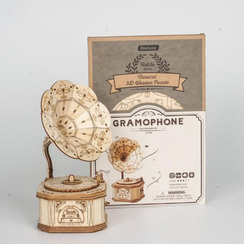 Robotime Rolife Gramophone Model 3D Wooden Puzzle Tg408 Dropship